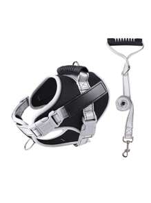 Pechera Para Perro Arnés Ajustable Reflectantes Con Correas - Negro - Ver 1