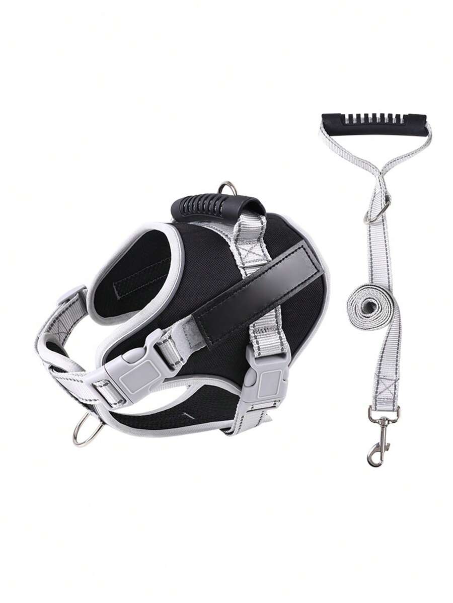 Pechera Para Perro Arnés Ajustable Reflectantes Con Correas - Negro - Ver 1