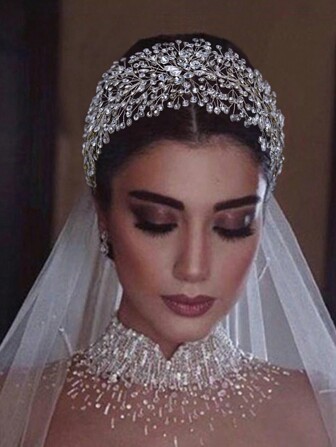 1pc Elegant Handmade Crystal Wedding Headband For Bridal, Bridesmaids Hair Accessories