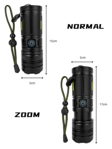 AGUILAMEX Long-Range LED Flashlight Super Powerful Hand Lamp With Ropes To Prevent Falling, Built-In Rechargeable Battery, Type-C Charging Torch And Reverse USB Charging For Cell Phone, For Various Use Scenes Fishing, Home, Outdoor Activities, Etc. - Black - View 7