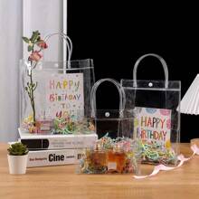 25 Pack 8"X3.1"X8" Clear Gift Bags, Square Transparent Gift Bags With Handles, Waterproof PVC Shopping Bags For Perfume, Bakery, Presents, Birthday Party Favor - Clear - View 6