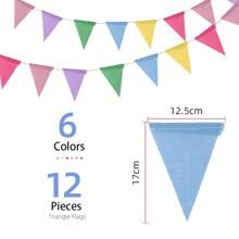 10X Set Of 4m Long Artificial Linen Triangle Banner 12-Flags Bunting Waterproof Bunting For Garden Outdoor Indoor Decoration