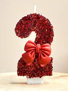 1 Pc Bow Digital Candle Red Creative Birthday Candle Daily Best Birthday Gift For Mom's Girlfriend Cake Decoration Candle Candy Color Best Gift For Kids,Birthday Candles,Birthday Decorations,Happy Birthday,Cake Candles,Room Deocr Gifts Graduation - Bow - View 10