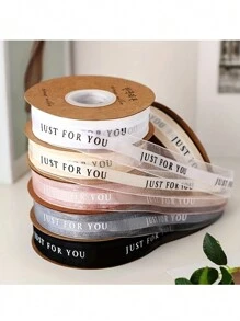 40 Yards/Roll "Just For You" English Text Tulle Ribbon, Multicolor Silk Organza Ribbon For Gift Packaging, Cake Decoration, Florist Supplies, Floral Bouquet Wrapping