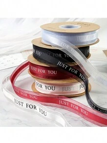 40 Yards/Roll "Just For You" English Text Tulle Ribbon, Multicolor Silk Organza Ribbon For Gift Packaging, Cake Decoration, Florist Supplies, Floral Bouquet Wrapping