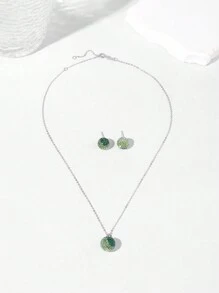 Halsketten- und Ohrringsset für Frauen, Weihnachtsrot/Grün 925 Sterling Silber Glitzer Kristall Discokugel Ohrstecker und Anhänger für Frauen, 10mm 12mm Geburtsstein Schmuck, Ohrringe, Anhängerkette, Sterling Silber Schmuck