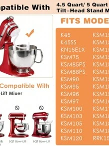 Kitchen Aid 搅拌器，1 件适用于 4.5QT Kitchenaid 倾斜头立式搅拌机的线材搅拌器附件，不锈钢蛋奶油搅拌器，面粉蛋糕气球搅拌器配件替换件 - Dough Hook - 查看 5