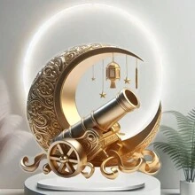 波西米亚亚克力斋月大炮捕光器带底座，19.81 厘米 - 非常适合桌面装饰和开斋节庆祝活动，是送给家人和朋友的理想礼物 - 彩色 - 查看 6