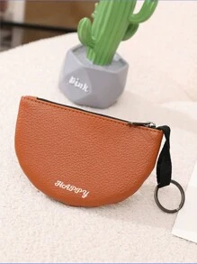 1PC Customizable Litchi Pattern PU Soft Leather Semi-Circular Coin Purse Creative Key Coin Bag For Women And Men - Multicolor - View 14