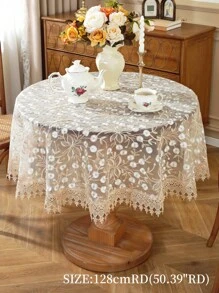 1 Khăn trải bàn tròn bằng vải Organza, có viền ren tan trong nước, thêu tinh xảo, thích hợp cho nhà bếp, phòng ăn, phòng khách, có nhiều kích cỡ, chống bẩn, có thể dùng để trang trí nhà cửa, lễ hội, tiệc tối ngoài trời, dã ngoại - Màu be - Xem 4