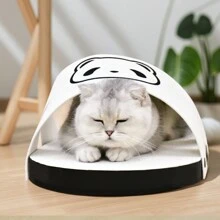 Rascador de cartón kraft para gato, tabla rascadora de gato, esterilla de juego para gatos y gatitos - Blanco y Negro - Ver 1