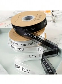 40 Yards/Roll "Just For You" English Text Tulle Ribbon, Multicolor Silk Organza Ribbon For Gift Packaging, Cake Decoration, Florist Supplies, Floral Bouquet Wrapping