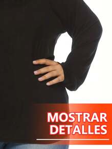 Camiseta de Talla Grande de Manga Larga de Talla Grande para Mujer Casual, Camisa de Talla Grande de Talla Grand de Punto para Dama con Cuello En V Y Cordón, Camisa Deportiva para Yoga Plisada, Camisa Top Informal Holgado - Negro - Ver 10