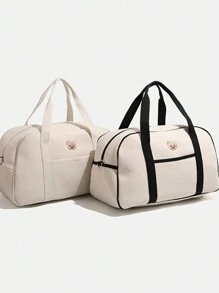 White Large Capacity Diaper Bag For Mom With Thick Shoulder Strap - Portable And Fashionable - Black - View 2