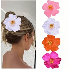 4pcs Hawaiian Flower Hair Clips For Women,4Pcs 3.5 Inch Artificial Flower Clips,Plumeria Hibiscus Hair Clip For Vacation Beach Party,Summers Tropical Flower Hair Accessories For Girls Holiday Giftsummer Claw Clips Hair Claws Hair Barrettes