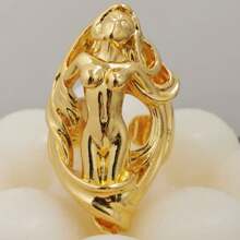 1pc Nude Girl Pendant Ring, Unique European & American Style Open Finger Ring, Christmas, New Year, Valentine's Day Holiday Gift - Antique Silver - View 15
