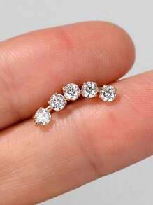 1PC Stainless Steel Crystal CZ Cartilage Helix Ear Piercing Tragus Lobe Curved Zirconia Stud Earrings Wedding Party Accessories Body Jewelry