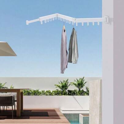 Tri-Fold Hanger Clothes Drying Rack Retractable Drying Rack Bearing 50kg White