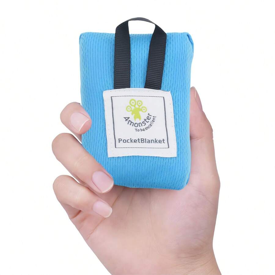 1 pieza, Manta de picnic, Mini esterilla de playa de bolsillo (para 1-2 personas), plegable, impermeable y fina como una sábana, adecuada para acampadas y excursiones al aire libre - con muñequera