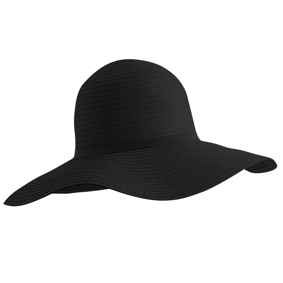 Beechfield Womens/Ladies Marbella Wide Brim Sun Hat (Black) - 100% Paper Straw - Black - View 1