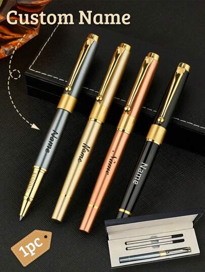 1 pieza Bolígrafo con texto grabado personalizado, bolígrafo con nombre personalizado, bolígrafo dorado para escribir, regalos para escritores y abogados, escritura suave con tinta negra de secado rápido, suministros de oficina, vuelta a la escuela