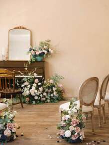 2PCS/Set Artificial Wedding Flower Wedding Fireplace Aisle Arch Entrance Decorative Background Wedding Archway Wedding Holiday Party Artificial Flower Setting - Style03 - View 3