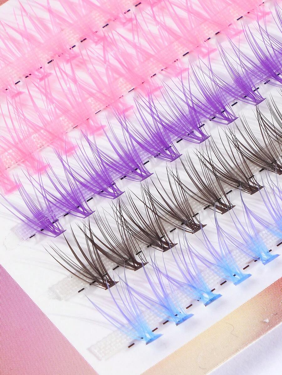 100 Cluster 4 Colors CC Curl Eyelashes,Winky Colorful Cluster Lashes Eyelash Extension Christmas DIY Handmade False Eyelashes Single Hot Melt Segmented Dense Self-Grafting Individual Thick Fluffy Super Soft And Natural Look Summer Comfort Suitable For Light/Dense/Everyday Gift Makeup Enhancement Cosmetic Gift For Women Lash Artists Makeup Tools,Soft Natural False Eyelashes Extension Diy Makeup - C - 查看 1
