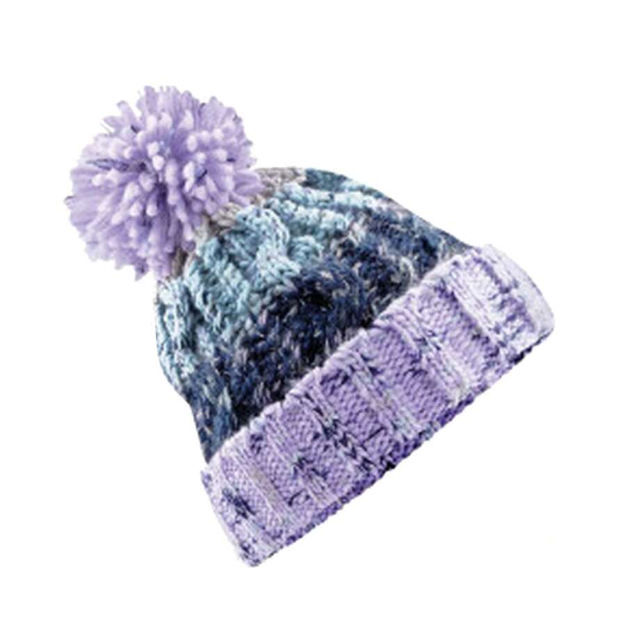 Beechfield Womens/Ladies Corkscrew Pom Pom Beanie (Palma Violet) - 100% Soft-Spun Acrylic - 紫色 - 查看 1