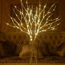 1pc 50 LED Copper Wire Birch Branch Lights, Fake Tree Branch Lights, Creative Tree Branch Decoration Suitable For House, Bedroom, Fireplace, Indoor Decor, Desk Decor, Decorative Lights, Christmas Decoration, Battery Powered, Batteries Not Included
