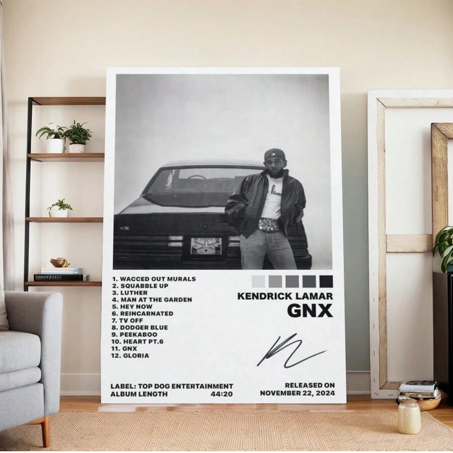 Kendrick Wall Art Lamar Music GNX Album Cover Signed Art Poster Poster Decorative Painting Canvas Wall Art Living Room Posters Bedroom Painting