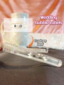 23/45/95pc Custom Wedding Bubble Tube Stickers, Personalized Name And Date Bubble Wand Stickers, PVC Material, Custom Wedding Reception Stickers, Transparent Bubble Stickers, Waterproof Stickers For Drinks And Glass,Back To School Supplies - Multicolor - View 27