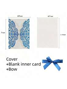 Paquete de 10 invitaciones de boda cortadas con láser, brillantes y en color plateado y dorado claro (incluye tarjetas en blanco, sobres y moños de cinta), tarjetas de invitación elegantes y de alta calidad para bodas y fiestas - Multicolor - Ver 6