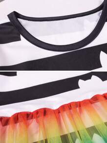 2件套 女孩生日派对、万圣节嘉年华服装连衣裙+裤子 - 黑與白 - 查看 4