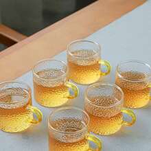 12/6/4/2 Pcs Set 120ml Hammered Glass Cups, High Quality Glass Cups, Tea Cups, Cold & Hot Drink Cups, Suitable For Tea, Coffee, Home, Office, Cafe