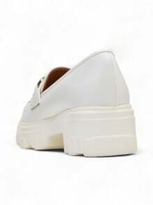 Giày lười đế kim loại đế thô thoải mái - trắng - Xem 5