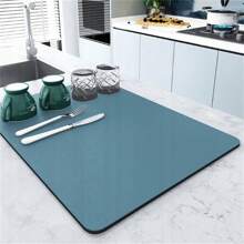 Thảm thoát nước quầy bếp, Tấm chắn nước bắn chống thấm, Thảm lau bát đĩa, Đế lót ly thấm hút quầy bar, Thảm cách nhiệt - Màu xanh lam - Xem 2