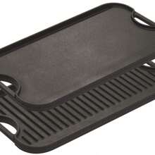 Parrilla/plancha reversible de hierro fundido LPGI3, 20 pulgadas x 10,44 pulgadas, color negro - Negro - Ver 1