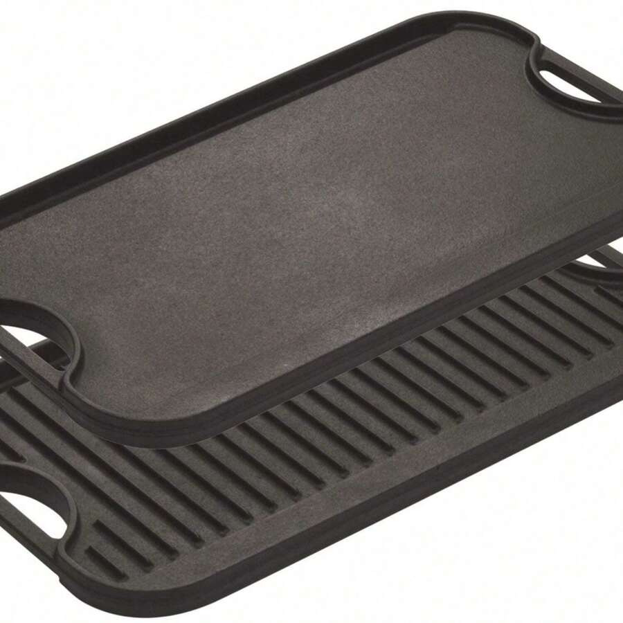 Parrilla/plancha reversible de hierro fundido LPGI3, 20 pulgadas x 10,44 pulgadas, color negro - Negro - Ver 1