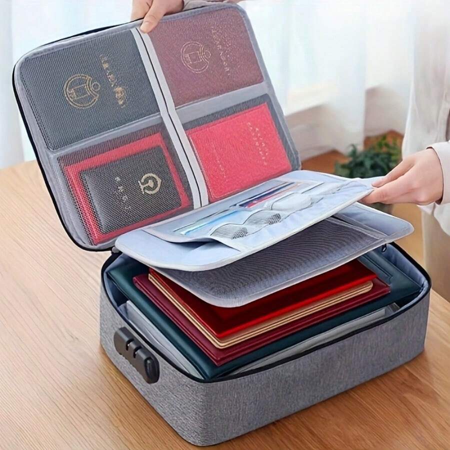 1pc Multifunctional Document Bag, Casual ID Card Holder Organizer, Oxford Cloth Travel Tote