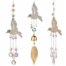1pc 3D Wind Chime Hanging Ornaments Crystal Sun Catcher Bird Pendant Wind Chimes Ball Hanging Rainbow House Garden Decor Gifts Birthday Graduation