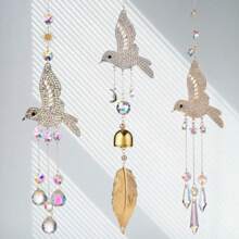 1pc 3D Wind Chime Hanging Ornaments Crystal Sun Catcher Bird Pendant Wind Chimes Ball Hanging Rainbow House Garden Decor Gifts Birthday Graduation