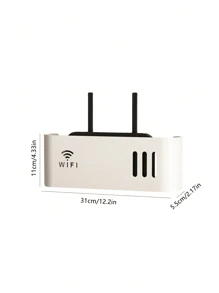 1pc WIFI Router Plastic Storage Box, Wall Mounted No Drilling Required, Suitable For Home,Bedroom,Wall Or Desktop - Multicolor - View 9