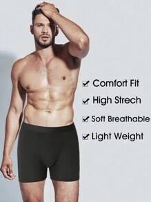Men's Boxer Briefs 6 Packs Solid Black Shorts Comfortable Stretch Men's Briefs - Multicolor - View 6