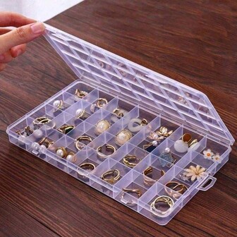 1pc Multifunctional Clear Plastic Storage Box With 4/10/15/24 Fixed Compartments, For Organizing Earrings, Rings, Jewelry And Nail Art Accessories