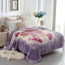 2 Ply Reversible Fuzzy Silky Warm And Cozy Plush Soft Embossed Blanket - Flower/Burgundy - View 10
