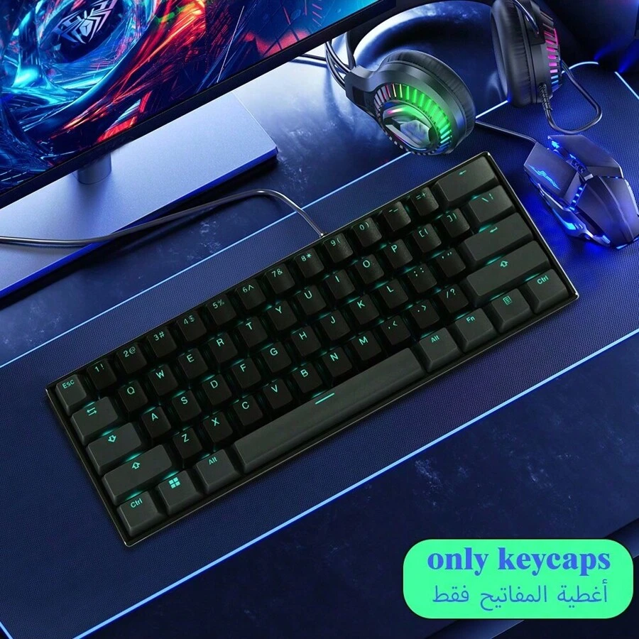 背光 Cherry MX 双色注塑 OEM 高度半透明键帽套装，适用于 61/87/104 键 MX 轴机械键盘 - 彩色 - 查看 1