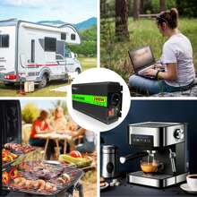 FT feiteeng Pure Sine Wave Power Inverter, 12V To AC 220V/230V, Suitable For Household, RV, And Off Grid Solar Systems, With AC Socket And USB Port, LED Display - Black - View 4