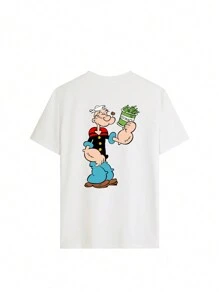 2026tops Dam T-shirt med tecknat bokstävertryck, rund hals, kort ärm, modern och mångsidig för vardagsbruk, vår-/sommartoppar - Vitt - Visa 4