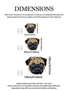 New Adorable Pug Dog Shaped Area Rug, Fluffy High Pile Polyester Non-Slip Mat, Machine Washable Vinyl-Backed Entryway Bedroom Rug, Indoor Pet-Friendly Creative Thick Carpet - Machine Made Asymmetric Shaped Rug