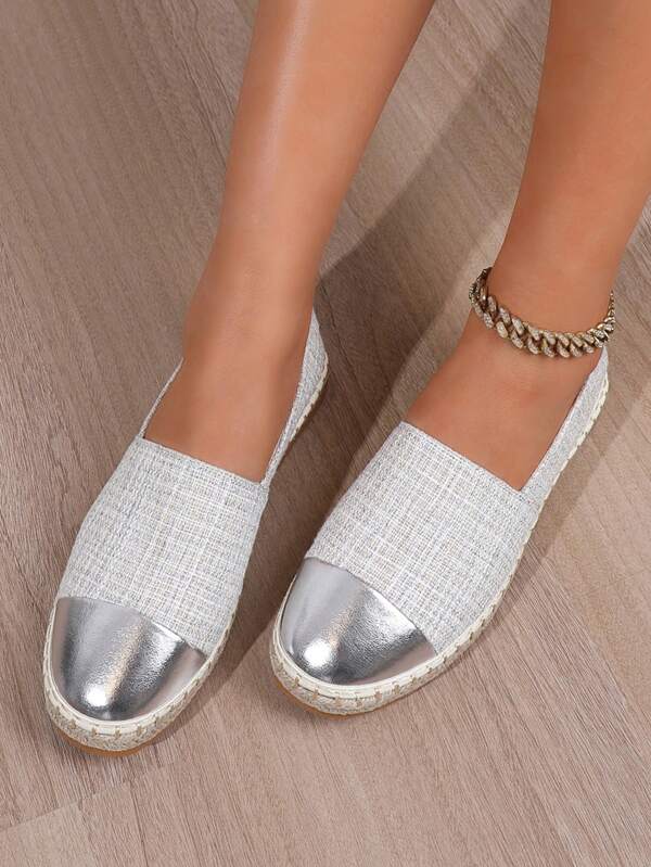 Women's Loafers Flat Shoes -On Shoes Patchwork Silver Boat Shoes Slouchy Shoes Spring Autumn Shoes Thick Bottom Shoes Shoes New Breathable Lightweight Casual Shoes Low Heel Versatile Shoes